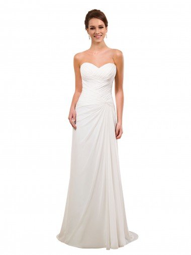 Sweetheart Neckline Chiffon Wedding Dress with Criss-Cross Ruched Bodice Essex