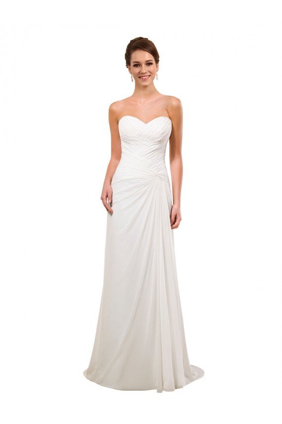 Sweetheart Neckline Chiffon Wedding Dress with Criss-Cross Ruched Bodice Essex