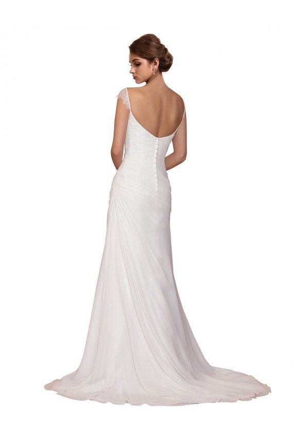 V-Neck Sheath Chiffon Wedding Dress with Straps Essex