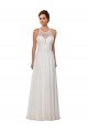 Illusion Neck A-Line Lace and Chiffon Beach Wedding Dress Essex