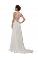 Illusion Neck A-Line Lace and Chiffon Beach Wedding Dress Essex