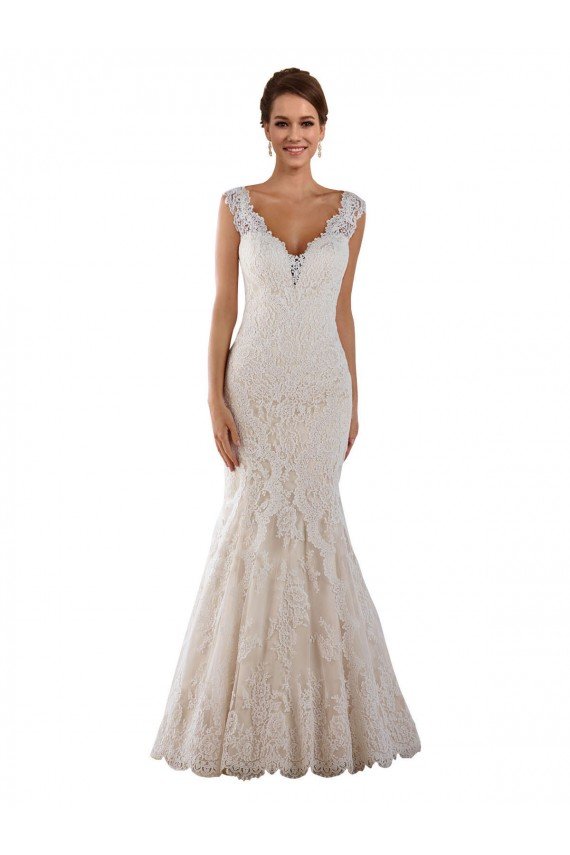 V-Neck Mermaid Vintage Lace Wedding Dress Essex