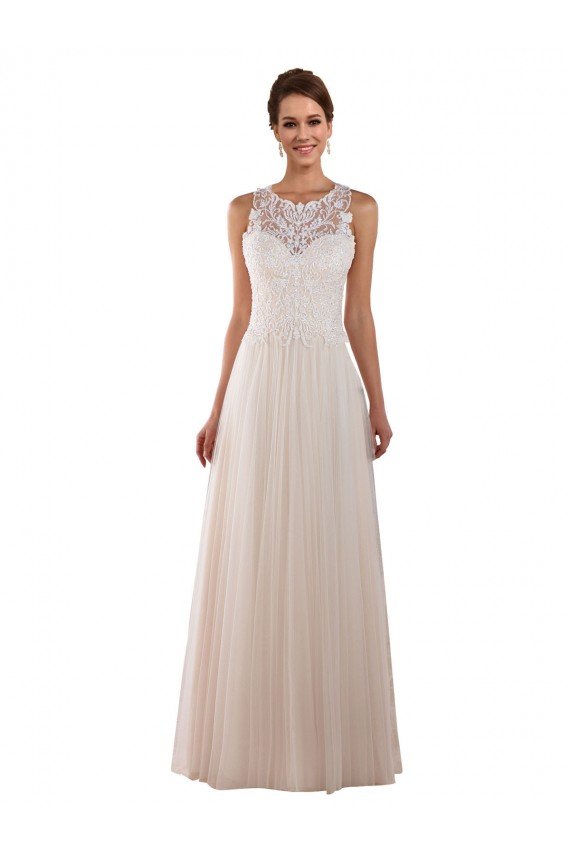 High Neck A-Line Tulle Wedding Dress with Lace Back Essex