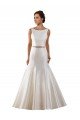 Modern Boat Neck Mermaid Satin Wedding Dress with Deep V-Back Essex