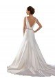 Modern Boat Neck Mermaid Satin Wedding Dress with Deep V-Back Essex
