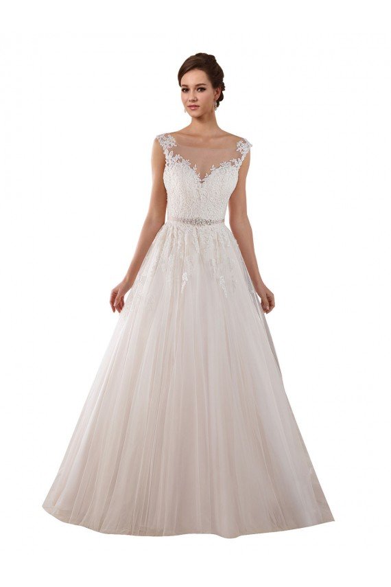 Illusion Sweetheart Neck Ball Gown Tulle Wedding Dress with Lace Bodice Essex