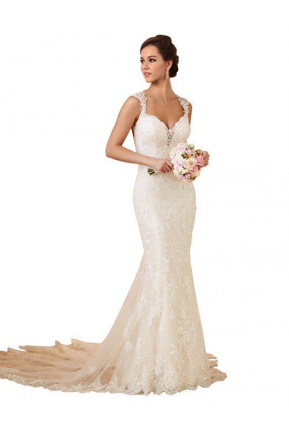 Modern Chapel Train Sweetheart Mermaid Lace Wedding Dress with Keyhole Back Essex