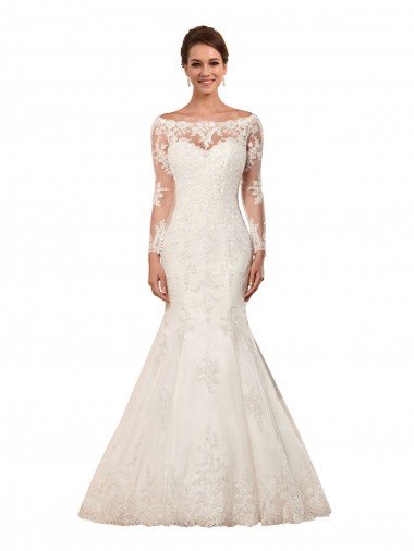 Long Sleeves Mermaid Lace Wedding Dress with Illusion Back Essex