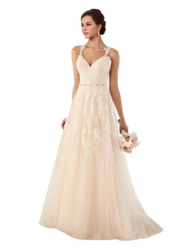 Sweetheart A-Line Tulle Wedding Dress with Lace Illusion Back Essex