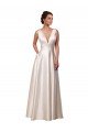 Deep V-Neck A-Line Satin Wedding Dress with Pockets Essex