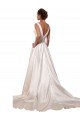 Deep V-Neck A-Line Satin Wedding Dress with Pockets Essex