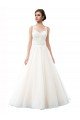 Illusion Neck A-Line Tulle Beach Wedding Dress with Lace Bodice Essex