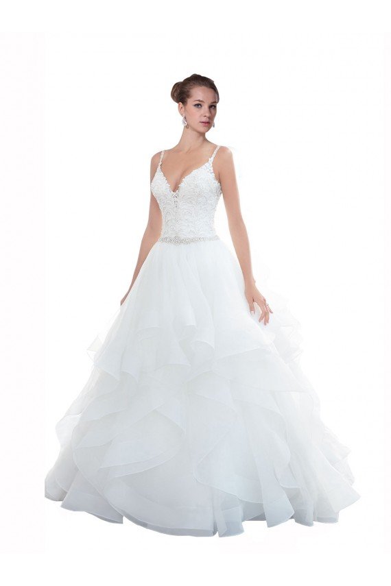 Spaghetti Straps Ball Gown Beach Wedding Dress with Lace Bodice Essex