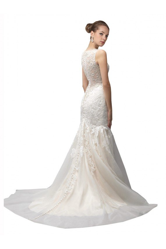 Illusion High Neck Mermaid Lace Wedding Dress Essex