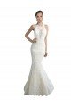 Deep Illusion Neck Mermaid Tulle Beach Wedding Dress with All Over Lace Essex