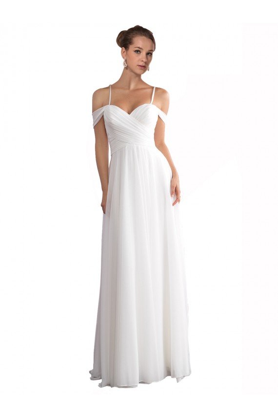 Off the Shoulder A-Line Ruched Chiffon Beach Wedding Dress Essex