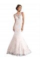 Illusion Neck Fit and Flare Tulle Wedding Dress with All Over Lace Essex