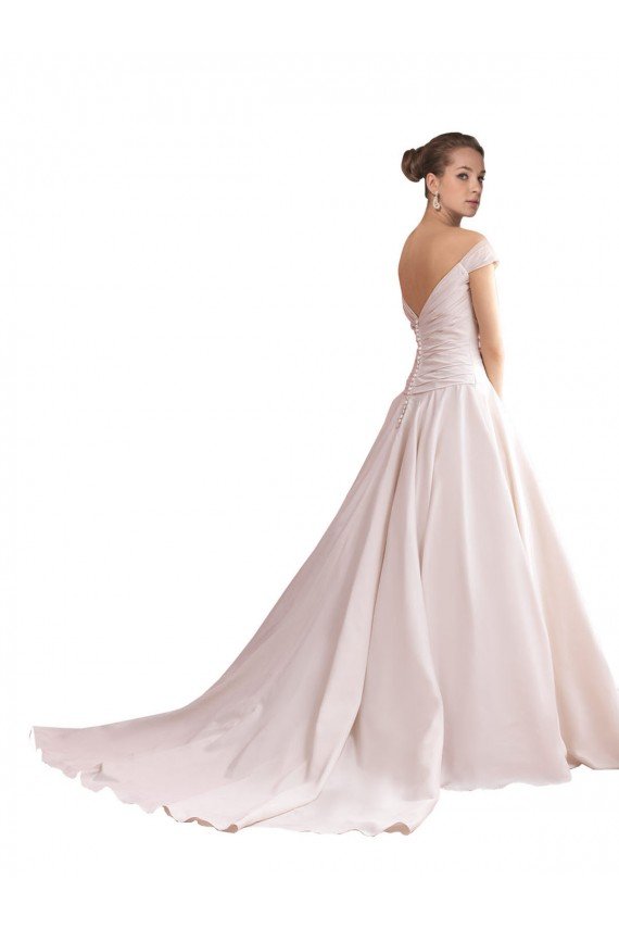 Off the Shoulder Sweetheart Ball Gown Satin Wedding Dress Essex