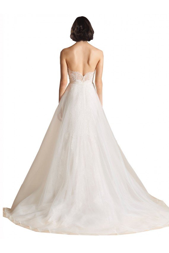 Strapless Sweetheart Lace Bodice A-Line Organza Wedding Dress Essex
