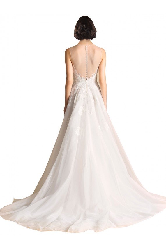 Illusion Neck A-Line Organza Wedding Dress Essex