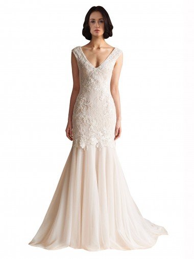 V-Neck Mermaid Tulle Wedding Dress Essex