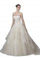Strapless Ball Gown Tulle Wedding Dress with Lace Appliques Essex