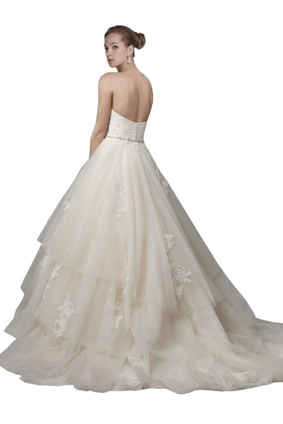 Strapless Ball Gown Tulle Wedding Dress with Lace Appliques Essex