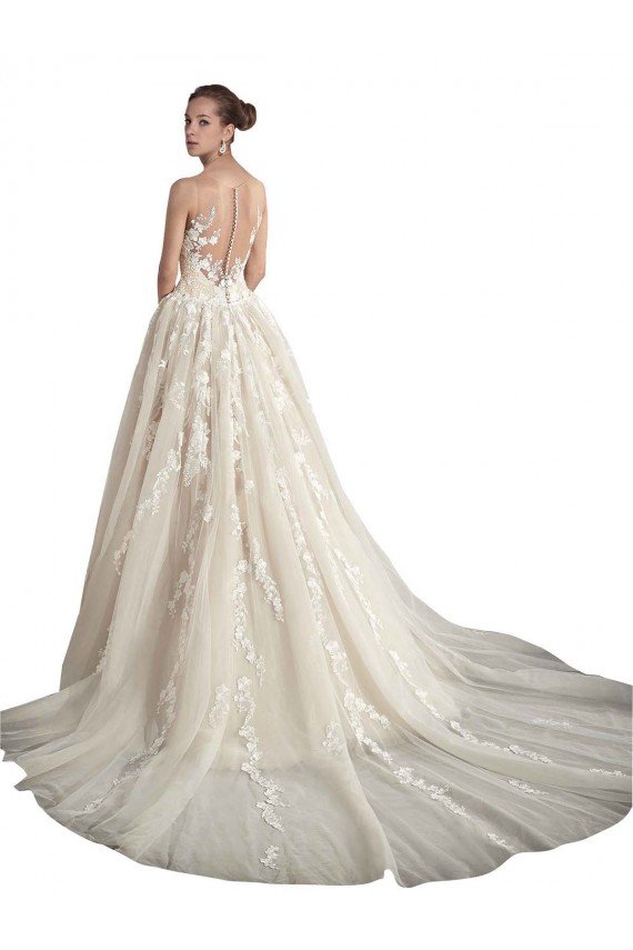 Illusion Neck A-Line Tulle Wedding Dress Essex