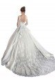 Long Sleeves Illusion Neck A-Line Satin Wedding Dress with Lace Bodice Essex