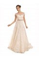 Off the Shoulder Illusion Back A-Line Lace Beach Wedding Dress Essex