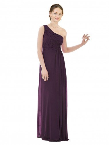 Draped One Shoulder Full Length Chiffon Bridesmaid Dress Essex