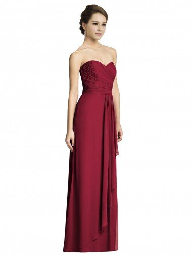 Long Strapless Chiffon Bridesmaid Dress with Side Slit Essex