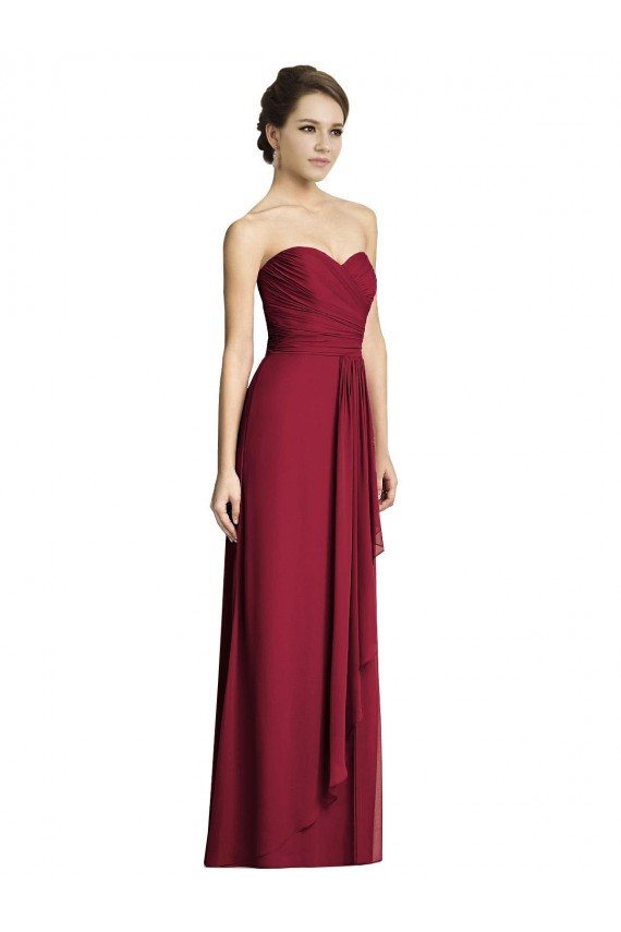 Long Strapless Chiffon Bridesmaid Dress with Side Slit Essex