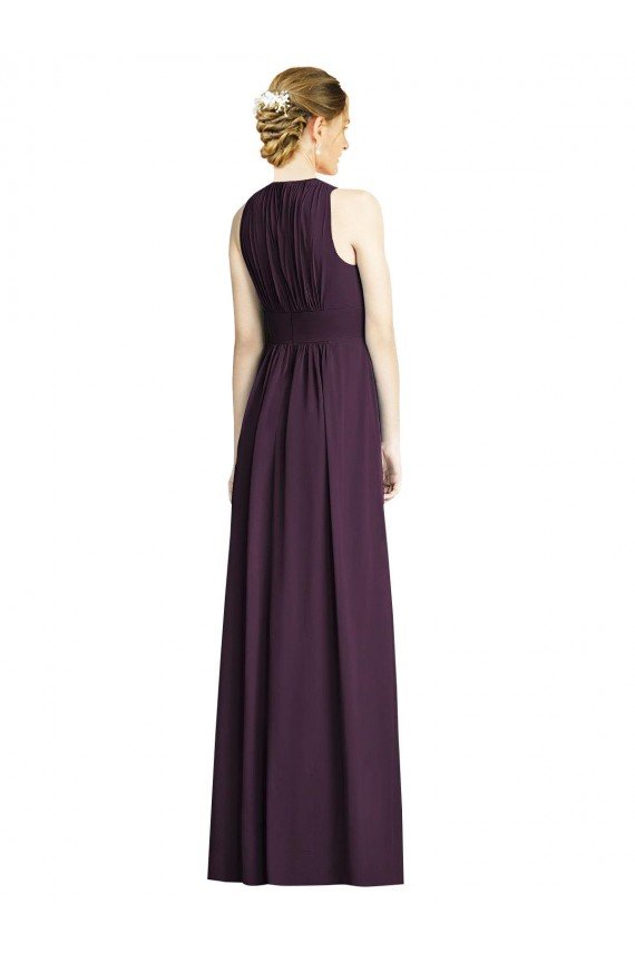 Long Chiffon V-Neck Bridesmaid Dress with Shirred Bodice Essex
