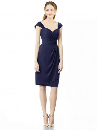 Cocktail Length Short Cap Sleeves Chiffon Bridesmaid Dress Essex
