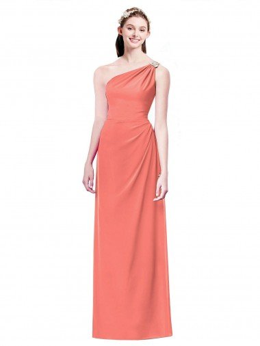 Draped Full Length One Shoulder Chiffon Bridesmaid Dress Essex