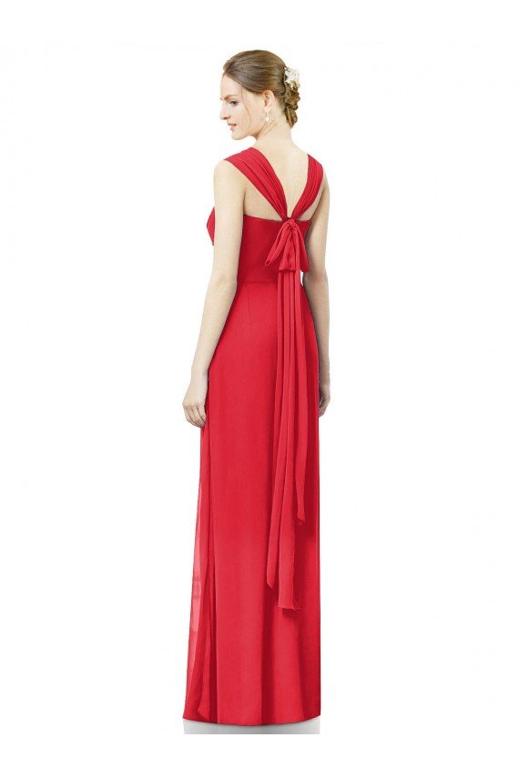 Long Chiffon Bridesmaid Gown with Neckline Straps Essex