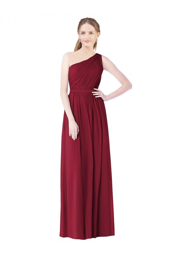 One Shoulder Full Length Long Chiffon Bridesmaid Dress. Essex