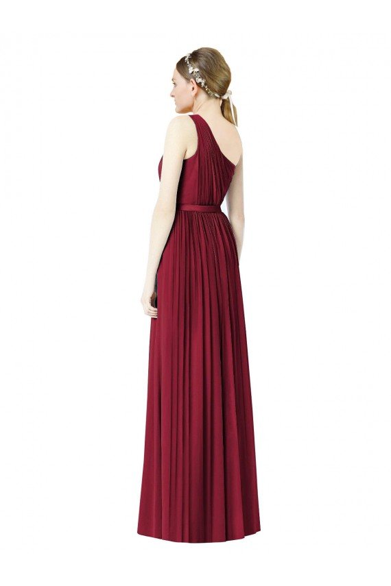 One Shoulder Full Length Long Chiffon Bridesmaid Dress. Essex