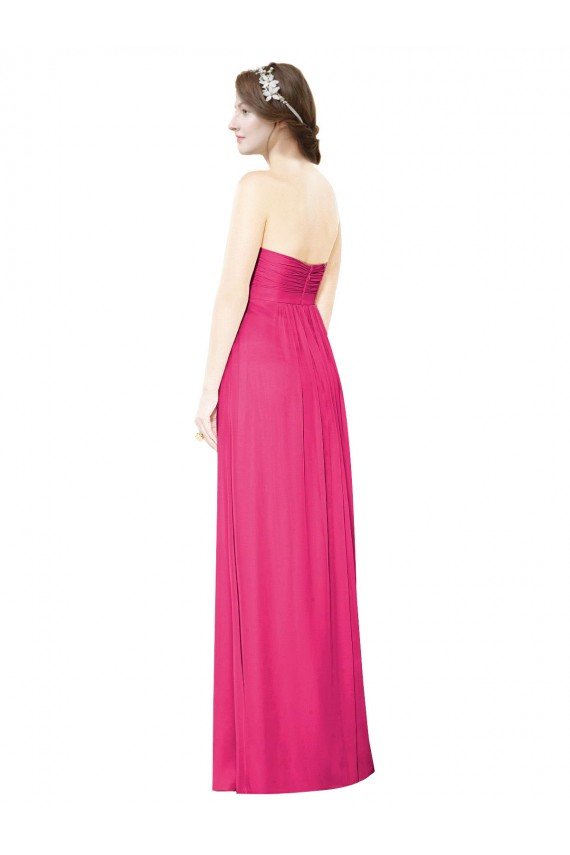 Full Length Strapless Long Chiffon Dress with Waistband Essex