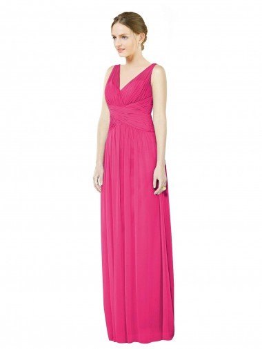 Sleeveless V-Neck Long Chiffon Bridesmaid Dress with V-Back Essex