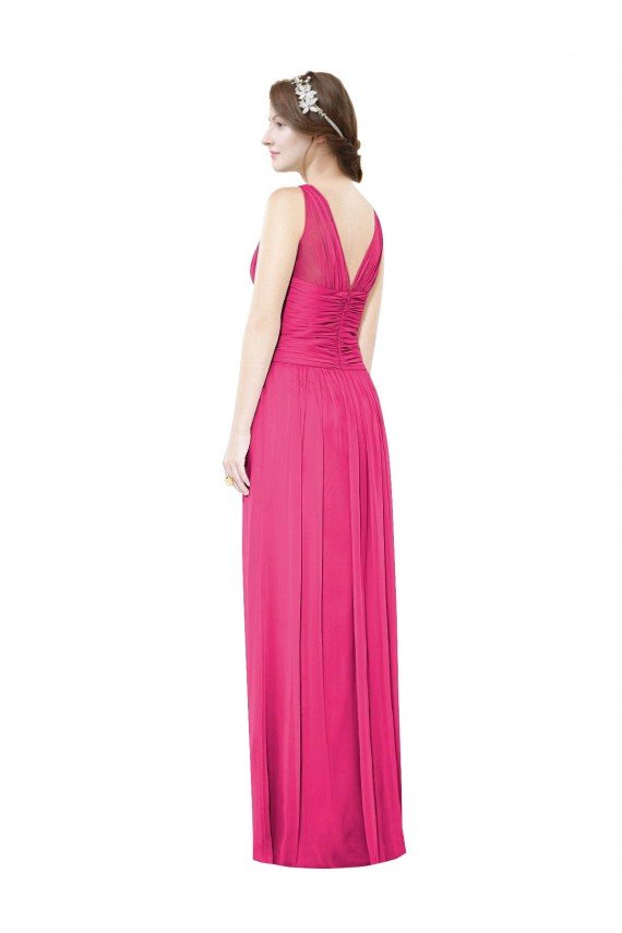Sleeveless V-Neck Long Chiffon Bridesmaid Dress with V-Back Essex