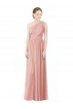 One Shoulder Long Chiffon Bridesmaid Dress with Shirred Waistband Essex