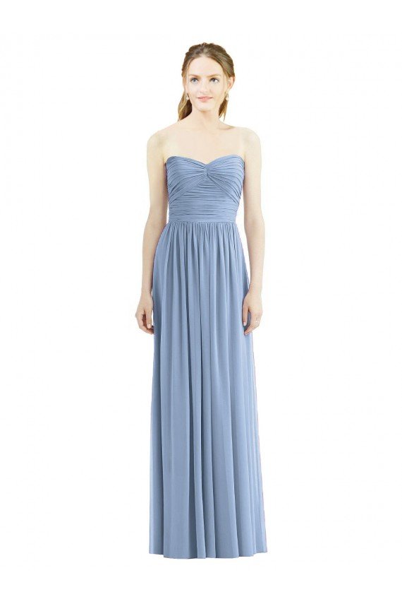 Strapless Long Chiffon Dress with Sweetheart Neckline And Draped Bodice Essex
