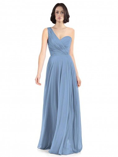 One Shoulder Long Chiffon Bridesmaid Dress with Sweetheart Bodice Essex