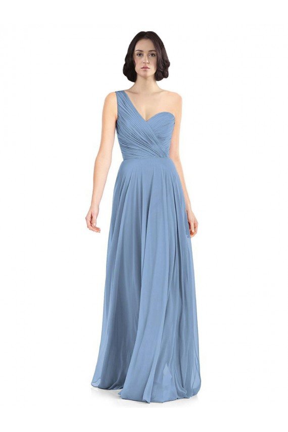 One Shoulder Long Chiffon Bridesmaid Dress with Sweetheart Bodice Essex