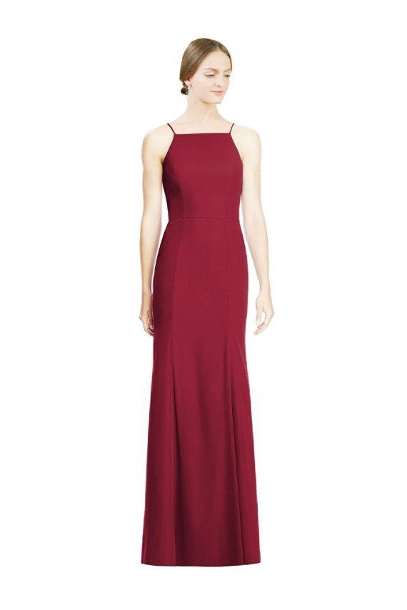 High Square Trumpet Chiffon Bridesmaid Dress with Lace-Up Open Back Essex