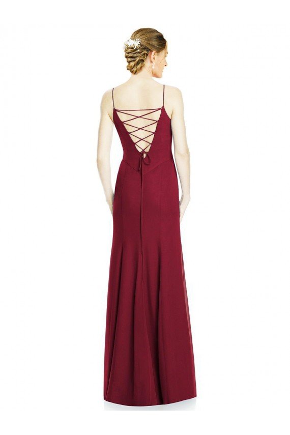 High Square Trumpet Chiffon Bridesmaid Dress with Lace-Up Open Back Essex