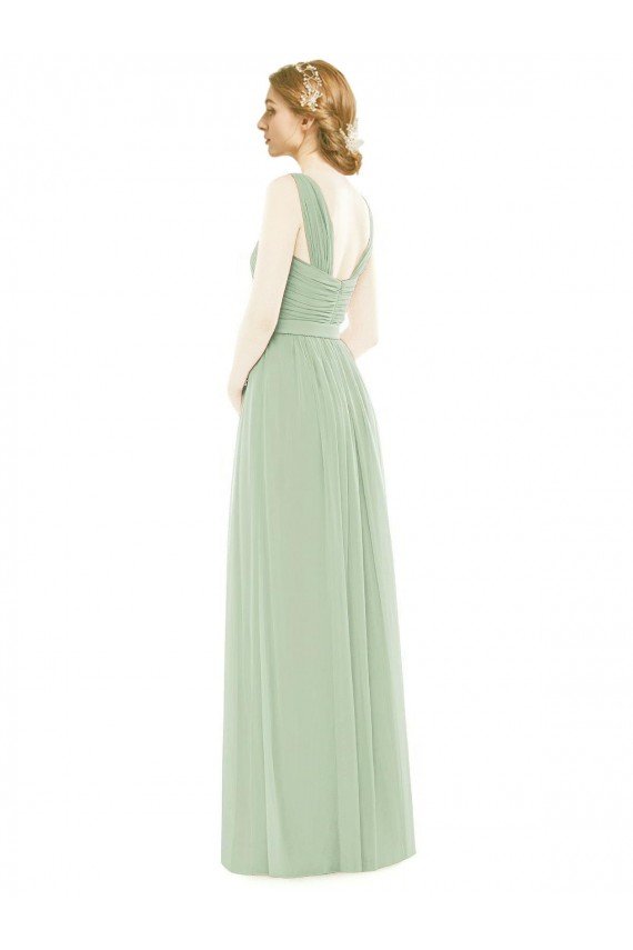 Sleeveless Chiffon Long Bridesmaid Dress with Shoulder Straps Essex