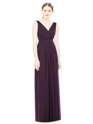 V-Neckline Sleevelss Full Length Chiffon Bridesmaid Dress Essex
